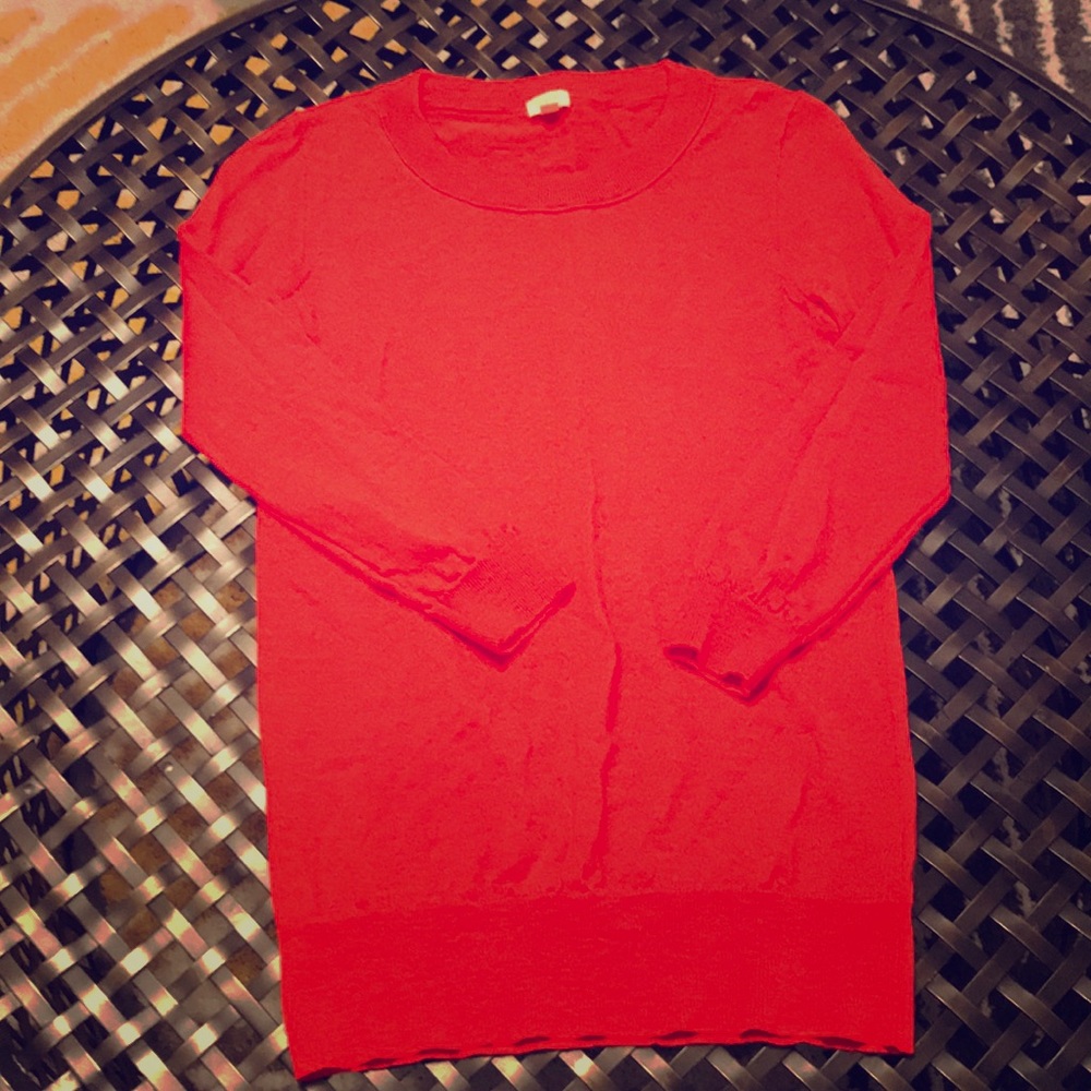 XXS J.Crew 3/4 Sleeve Orange Sweater